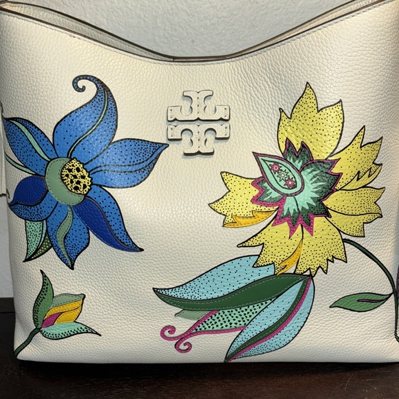 Tory Burch NWT Thea Appliqué Ivory Hobo Leather - Picture 5 of 10